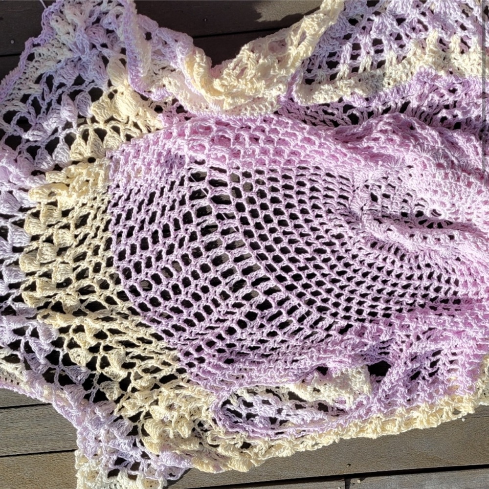Handmade Crocheted Shawl with Train - Color Changing - Picture 3 of 8